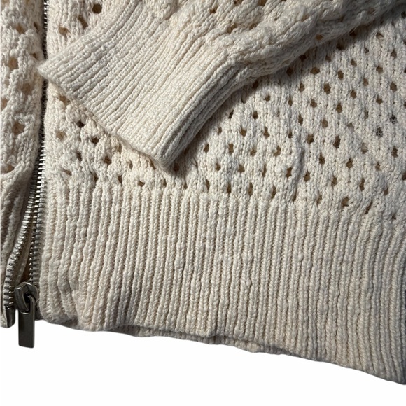 Sanctuary Cream Open-Knit Bomber Style Full Zip Cardigan Sz Small - Picture 11 of 12